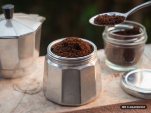 Wichtig für die Zubereitung mit der Bialetti: Die richtige Menge blick auf eine bialetti
